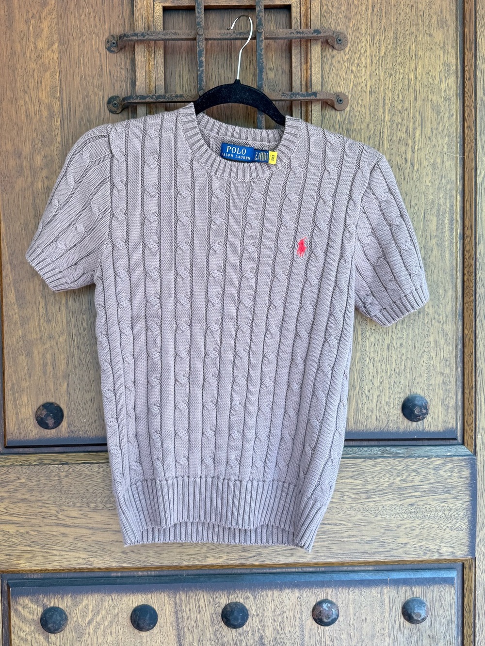 Ralph Lauren Short-Sleeve Cable Knit Sweater in brown Size S